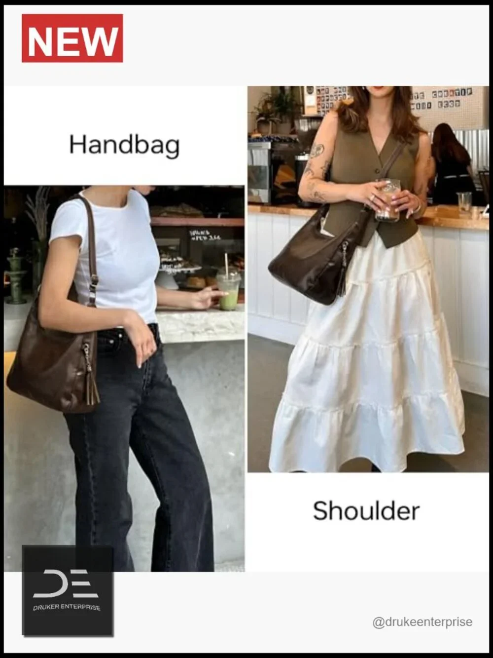 Slouchy Hobo Tote, Soft Foldable Vegan Leather, Large Capacity Shoulder
